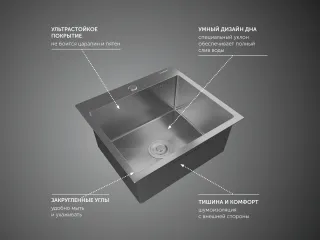 Мойка кухонная GranFest METAL 5045 нерж  Нержавеющая сталь